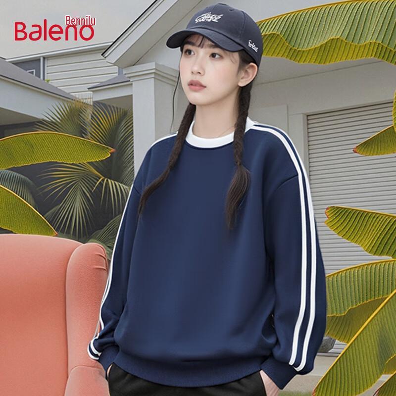 Baleno Women's American Retro Striped Round Neck Sweatshirt