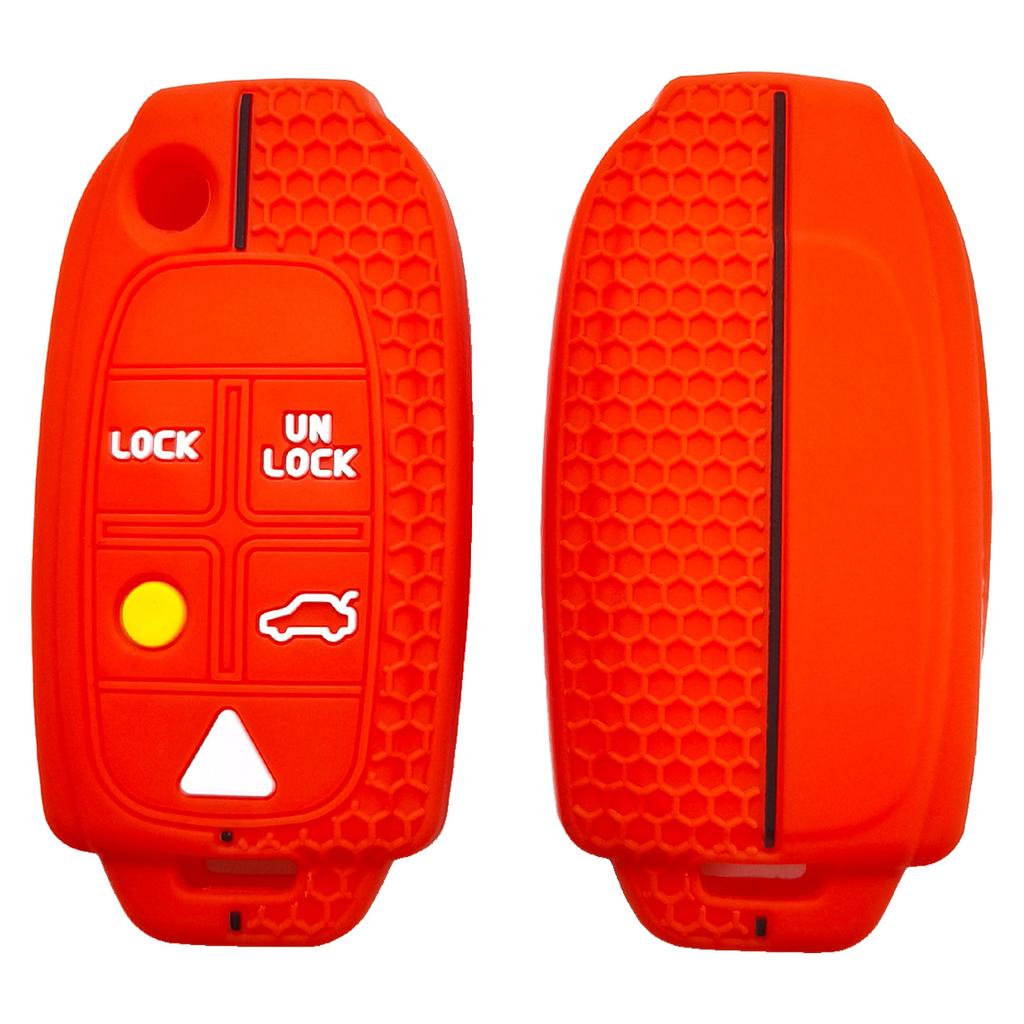 Drop-proof key cover for Volvo XC90 folding 5-button key cover, old Volvo S80 honeycomb pattern silicone key bag