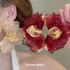 Steel Needle Fabric Chiffon Flower Pendant Earrings Super Fairy Sweet Temperament Stud Earrings Earrings Pendant Niche High-end Earrings Women