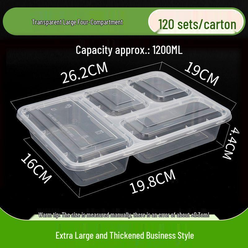 Thickened Disposable Bento Box with Five Compartments