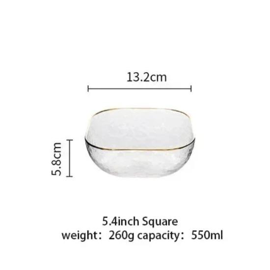 

Салатница Nordic Golden Border Прозрачная стеклянная тарелка для фруктов Десертная круглая квадратная миска Столовая посуда Обеденные тарелки Обеденные тарелки