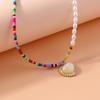 Pretty Handmade Colorful Beads Necklace for Women Crystal Heart Bowknot Pendants Necklaces Party Holiday Jewelry Gift
