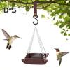Hanging Bird Feeder Outdoor Hummingbird Feeders Faux Leather Feeding Tray Metal Mesh Attracting Wild Birds Square Platform