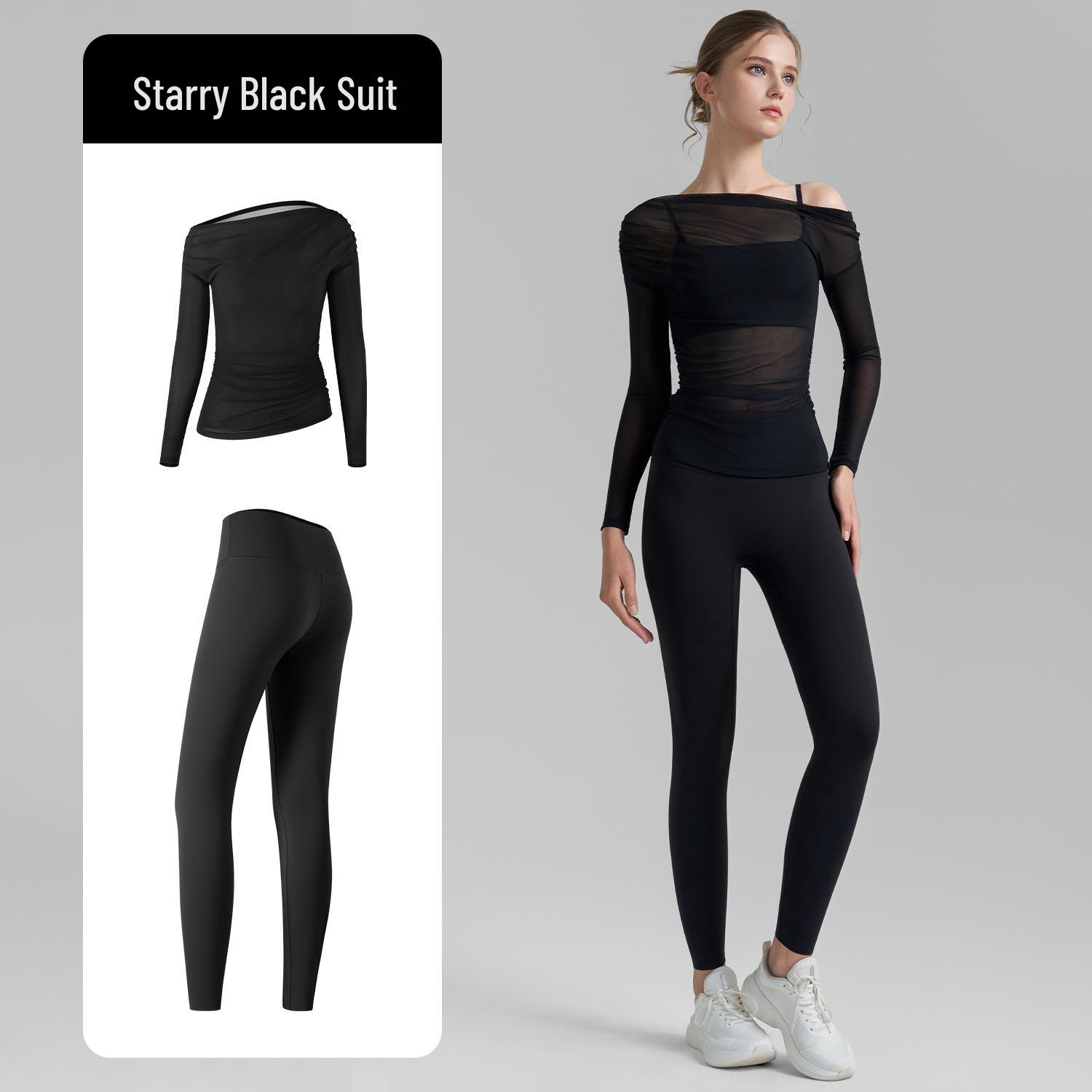 Осенний набор для йоги: Женский высококачественный двухсекционный купальник из сетчатой лайкры с незаметными швами Medium