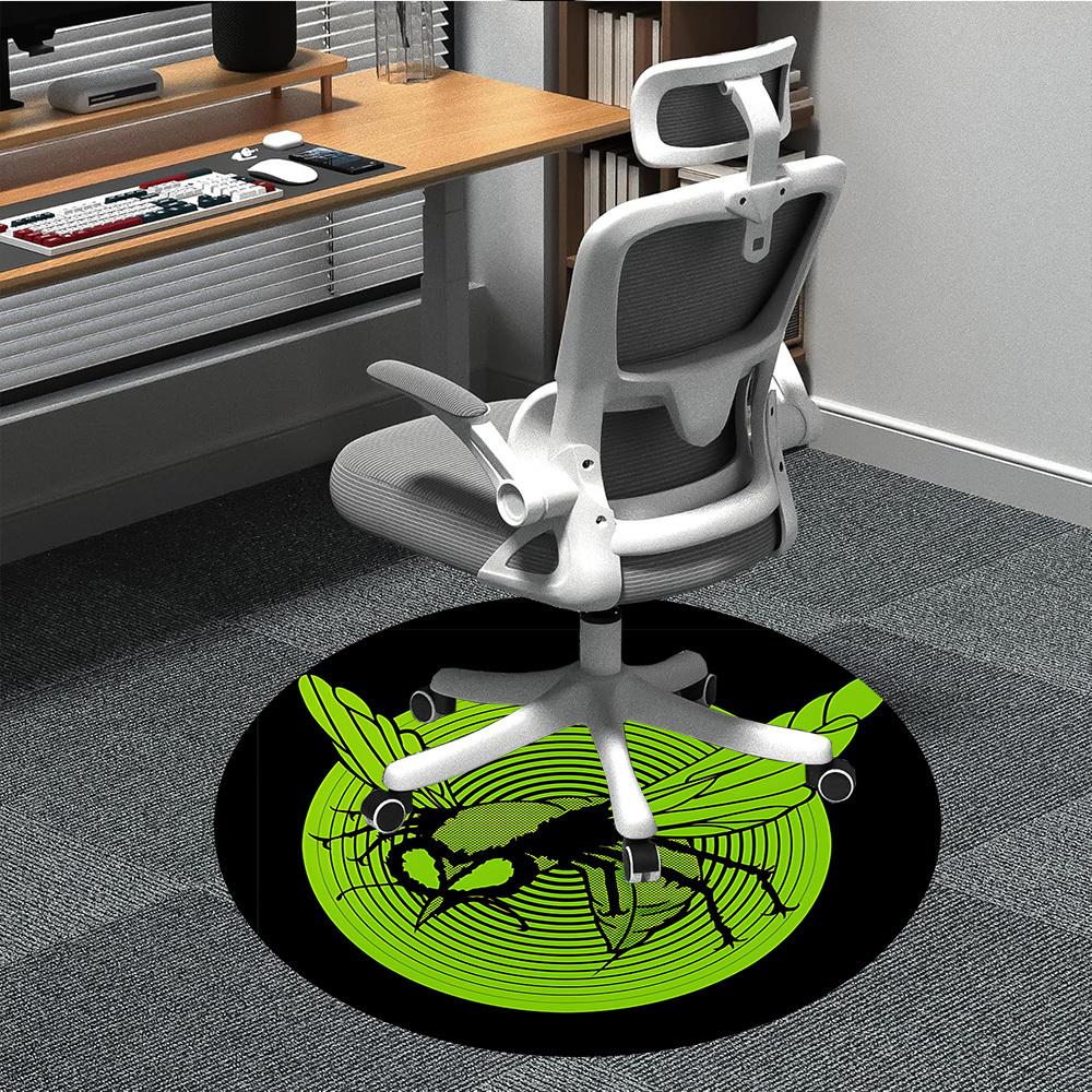 

1pc Bee Neon Office Round Area Rug, Indoor Mat Suitable For Office, Under Office Chairs Bedroom Living Room Home Decor, Room Deco 80cm