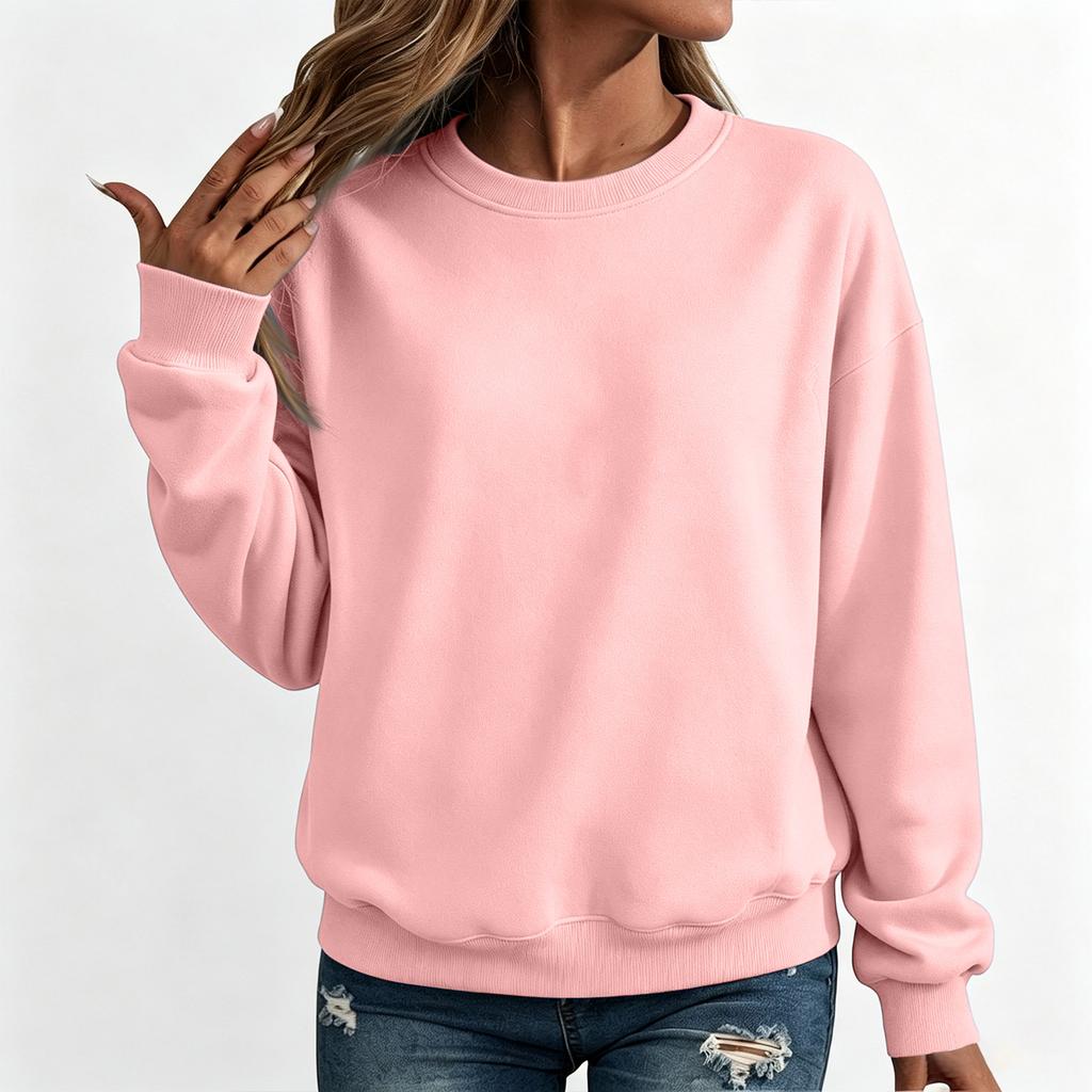 Damen Übergröße Pullover Sweatshirt Lockerer Schnitt Rundhalsausschnitt Farbe Lässiges Oberteil für den Alltag