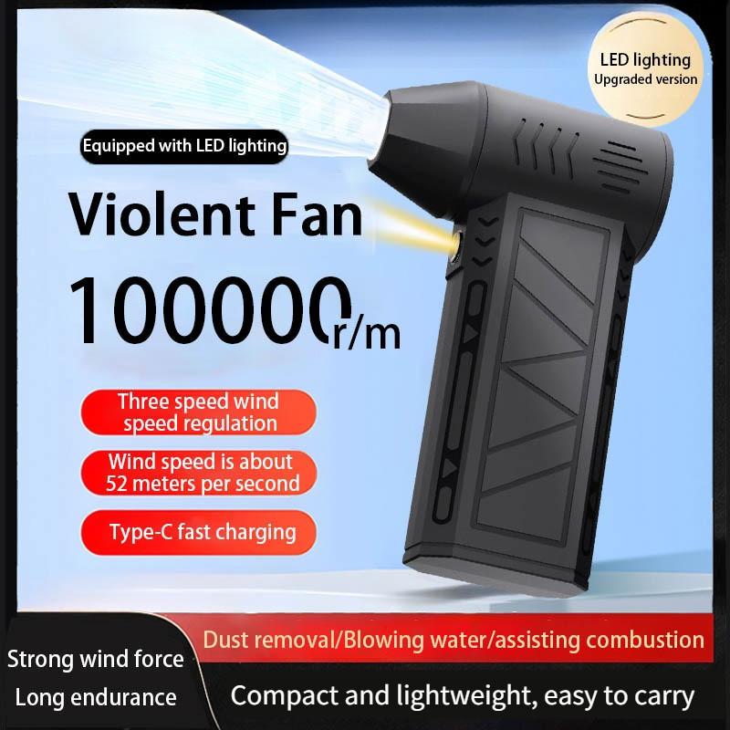 

130000 об/мин бесщеточный электрический вентилятор с сильным вращением портативный пылеуловитель мини-воздуходувка для кемпинга на открытом воздухе электроинструмент для уборки 100000R/M with lights