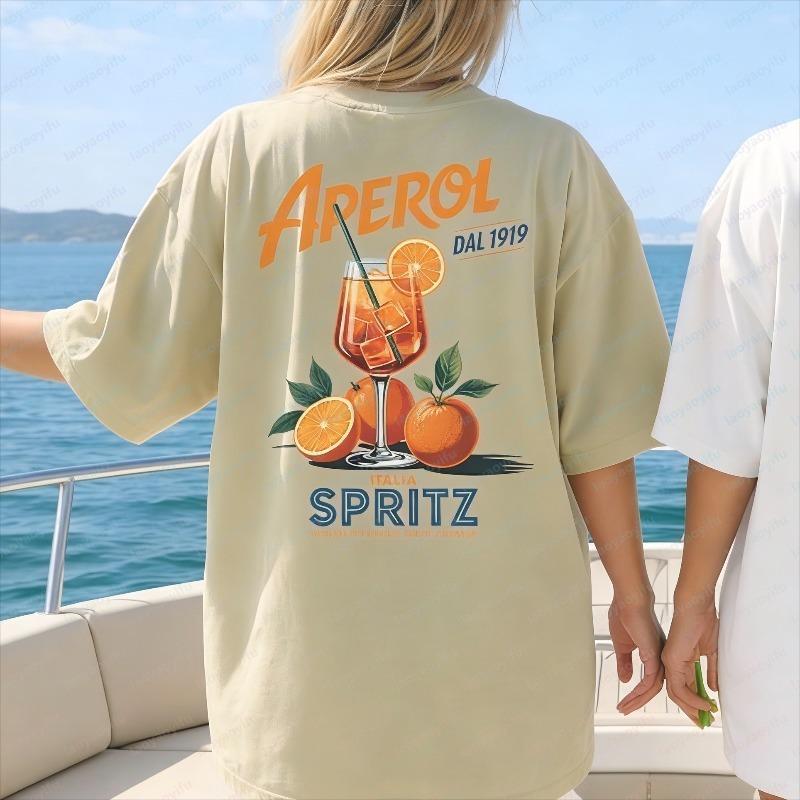 Aperol Spritz Tshirt Summer Spritz Lover Outfit Party Unisex Tee Holiday Vibes Gift For Aperol Fans Fashion Casual Unisex Tops