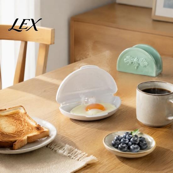 Egg Steamer Box Microwave Poacher with Lid, Nonstick 2-Cavity Cooker Portable Steamer, Dishwasher Safe Poaching Maker, Kitchen Breakfast Gadget Maker