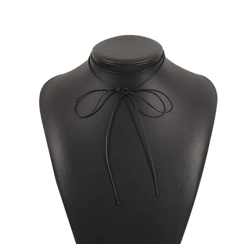 

Adjustable Necklace with Bowknot Pendant Stylish Clavicle Chain with Simple Bowknot Pendant Elegant Rope Neck Chain 1 чорний