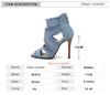 Fashion Summer New Rome Super High Heels Fish Mouth Women's Shoes Sexy Slim Heels Zipper Ankle Strap Denim Sandals Sandalias De Mujer