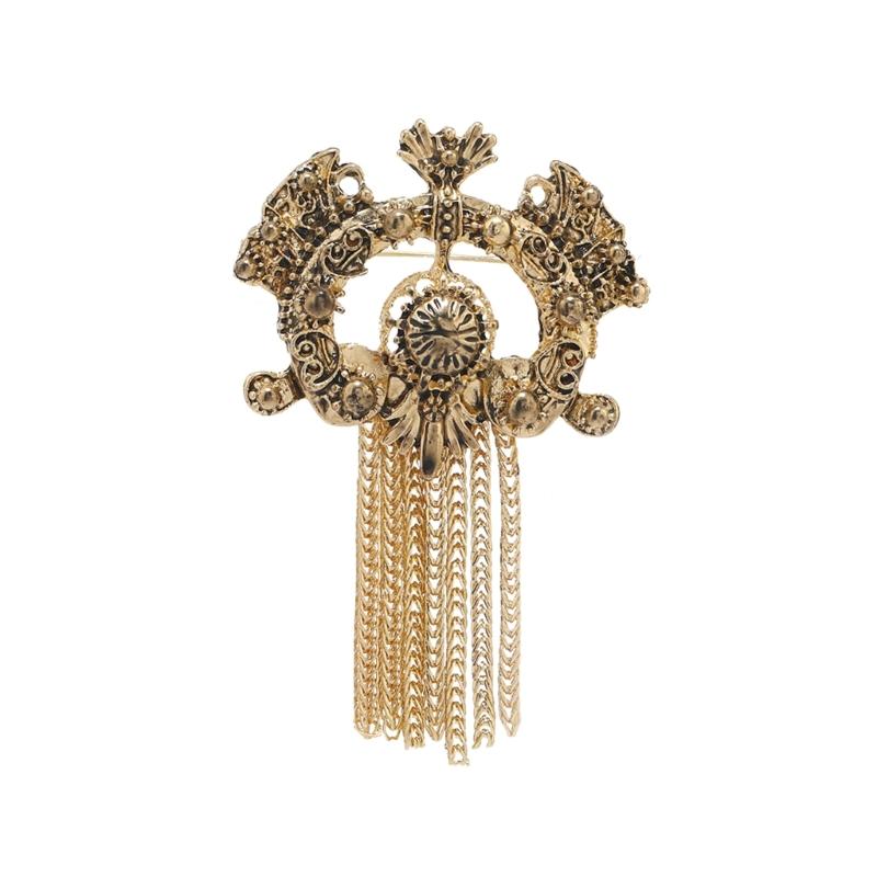 

Elegant Cutout Alloy Brooch French Tassels Embellishment Lapel Pin Stylish Accessories For Casual Or Formal Outfits 1