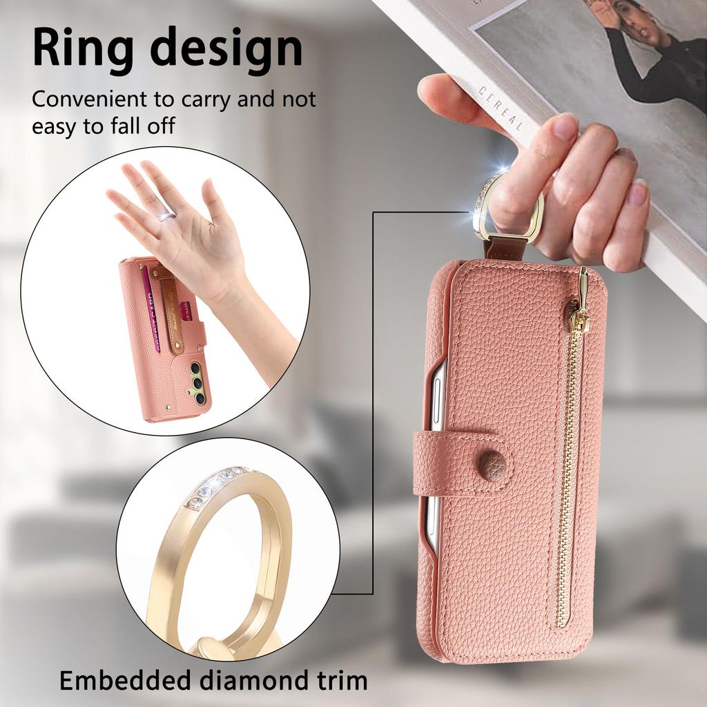 For Samsung Galaxy A05s 4G Case RFID Blocking Zipper Wallet PU Leather Mobile Cover