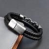 2026 Fashion Multi layered Stainless Steel Charm Viking Leather Bracelet Men's Woven Bracelet Punk Jewelry Homme Accessories