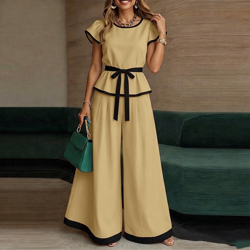 

ZANZEA Women Short Sleeve Blouse and Wide Leg Pants Casual Two Piece Suit Sets 2XL хакі