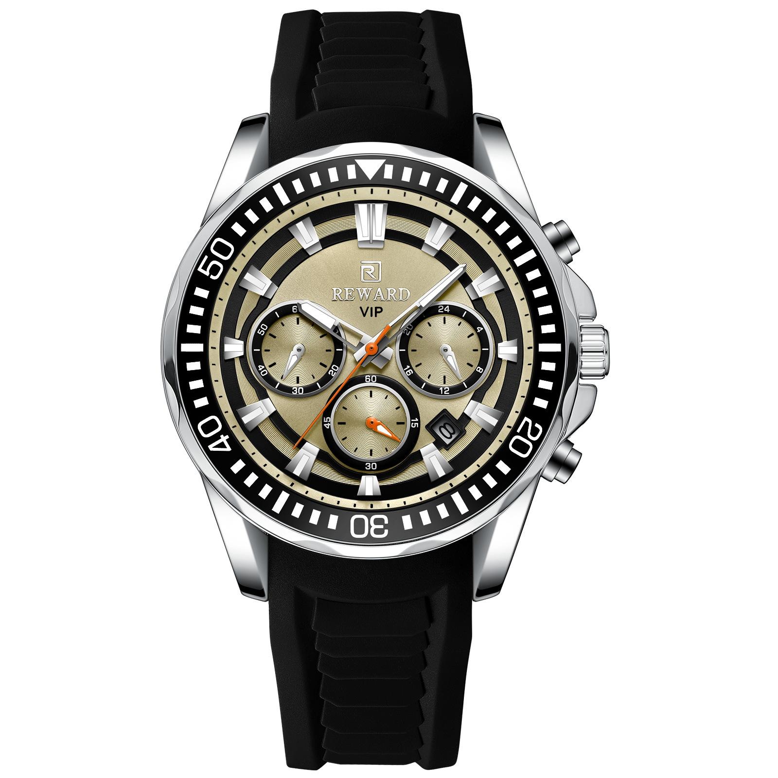 

Кварцевые часы Водонепроницаемые Спортивные Календарь Модные Часы-Хронограф для Мужчин Силиконовый Ремешок Мужские Часы с Коробкой бежевый