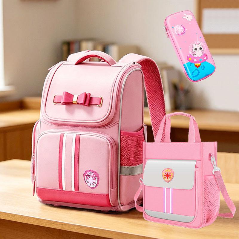 British Style Waterproof Backpack for Grades 1-6: Spine Protection, Load Reduction, Large Capacity, Boys' Double Shoulder School Bag