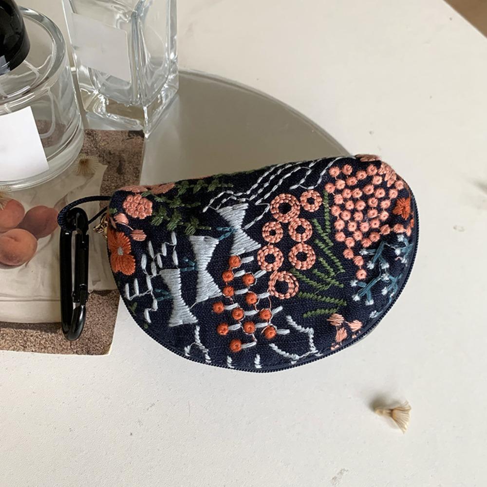 

Хлопково-льняной этнический кошелек для монет с цветочным узором, маленькая косметичка, вышитая сумка для хранения, студенческий Style 6