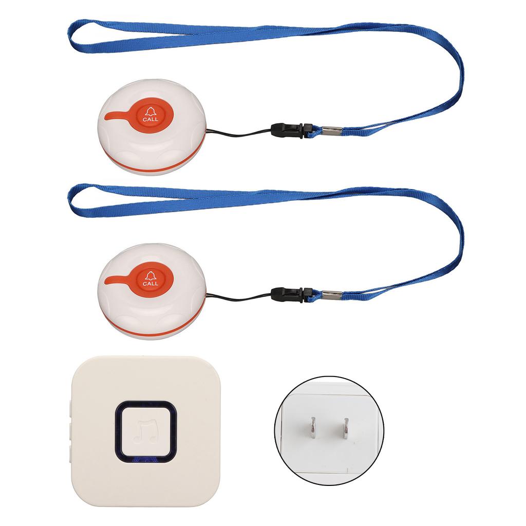 Elderly Monitoring Call Button 4 Gear Volume Adjustment Wireless ABS Caregiver Pager 100‑240V US