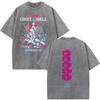 Vintage Washed Anime Ghost In The Shell Motoko Kusanagi T Shirts Men Women Clothing Fashion Punk Oversized Short Sleeve Tshirts