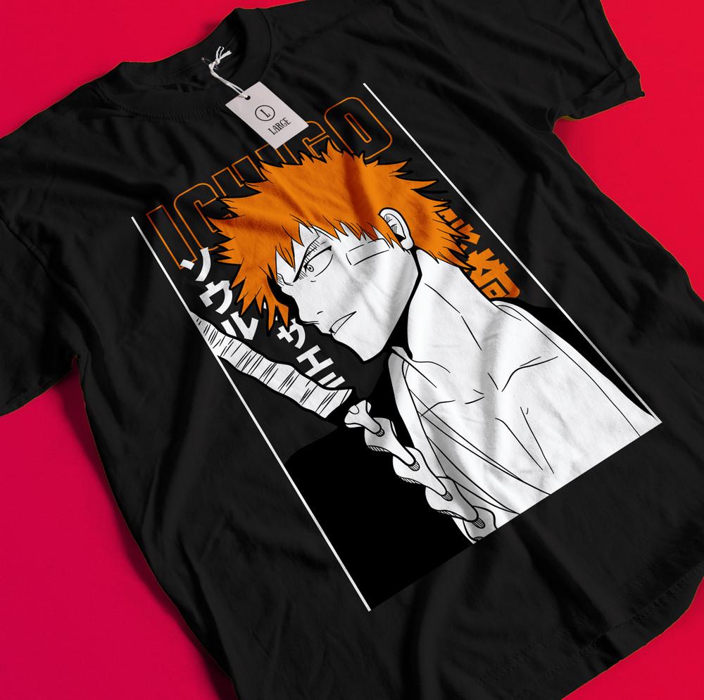 Bleach Anime Tshirt Ichigo Bankai T-Shirt Aizen Yhwach Tee Zaraki Kenpachi Shirt BB067