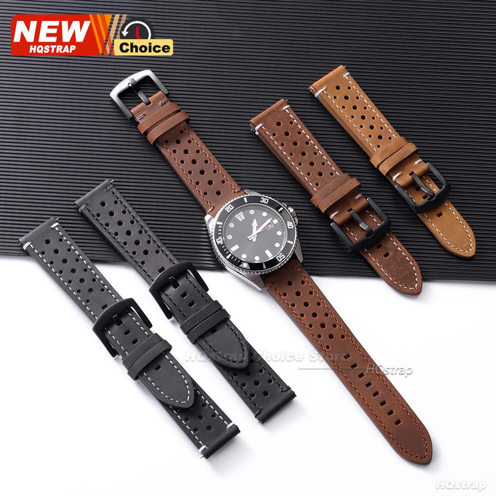 18/19/21/24mm 20/22mm Perforated Breathable Watch Strap for Seiko Bracelet for Rolex Band Smartwatch Leather Men Women Wristband