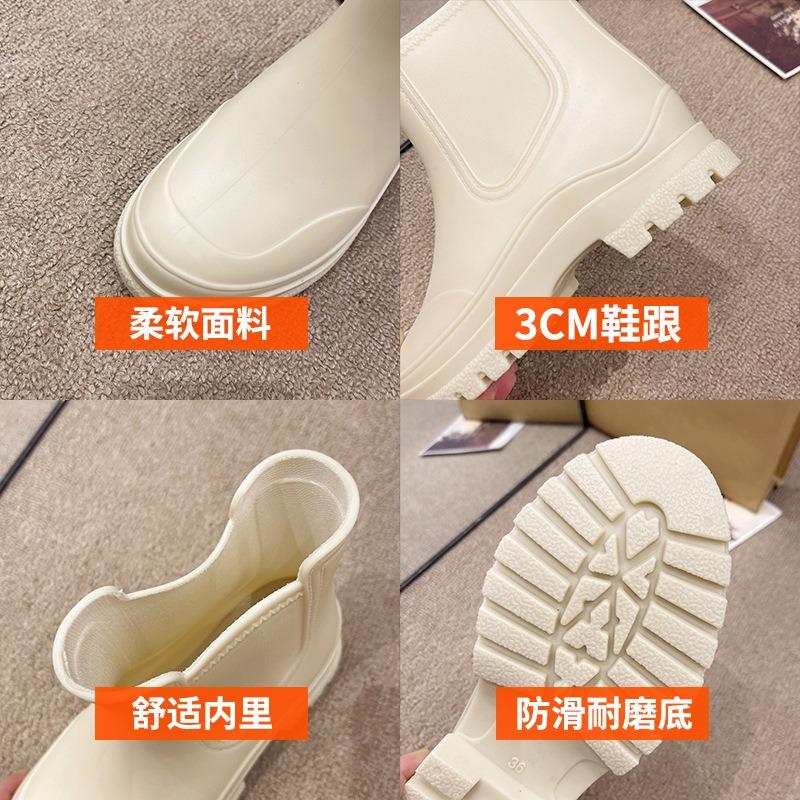 Fashion rain boots women's non-slip waterproof shoes simple short tube lightweight water boots rubber cover shoes thick sole outer wear rain shoes