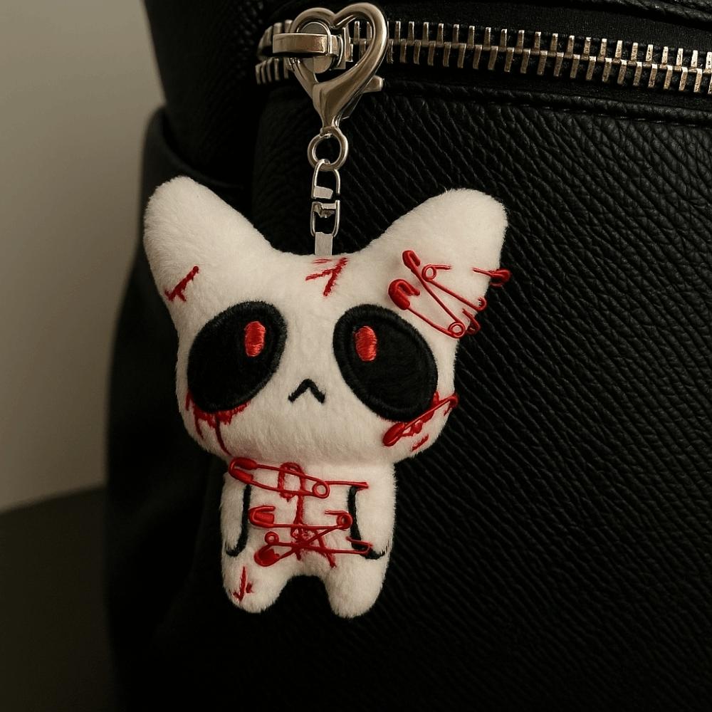 PP Cotton Halloween Keychain Black Color Horror Plush Keyring Creative Gift Bloody Doll Keychain