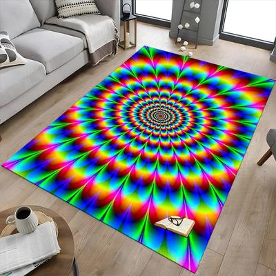 1PC Psychedelic Kaleidoscope Extra Large Non Slip Floor Carpet, Office, Family, Bedroom, Large Area Rug Indoor Rugs, Vibrant Colors
