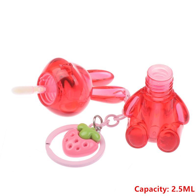 

Empty Cute Bunny Shape Lip Gloss Tube Keychain Rabbit Refillable Lip Glaze Container Cosmetic Packaging Bottle With Pendant червоний
