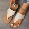 Korean version 2025 summer new pinch foot cool slippers flat-bottomed canvas niche retro versatile toe flip-flops shoes women
