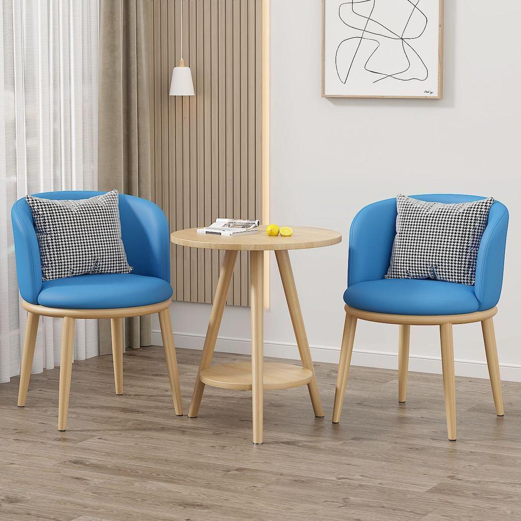 Light Luxury Balcony Tea Table & Chairs Set: Modern 3-Piece for Hotel or Bedroom - Includes One Table & Two Chairs