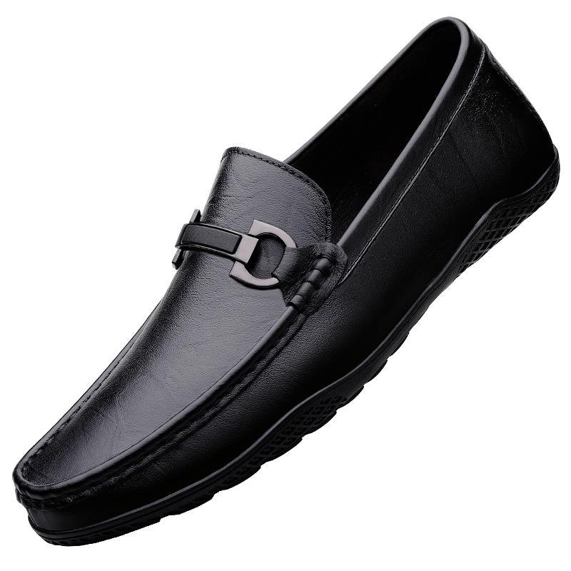 Fashion Summer New Men Casual Shoes Leather Mens Shoes Slip-on Dress Shoe High Quality Men's Loafers Comfy Business Formal Shoes for Man
