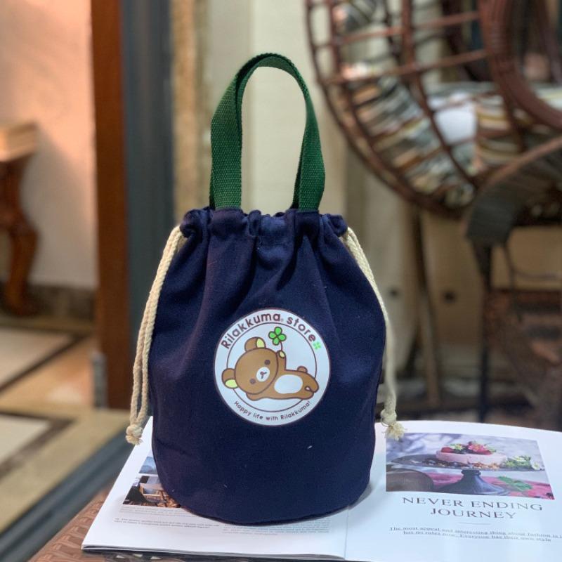 New Canvas Bundle Portable Tote Bag Thermos Cup Braised Cup Protective Bag Thermal Insulation Bucket Bag Handheld Mom Bag