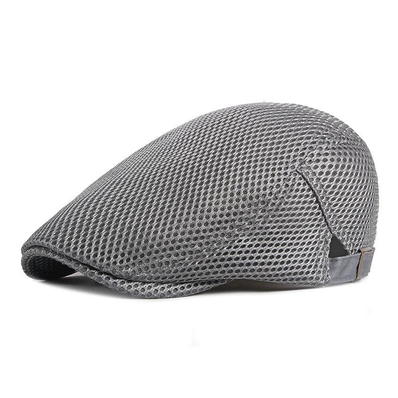 Summer thin hollow mesh breathable duckbill cap men's light plate retro sun protection forward hat