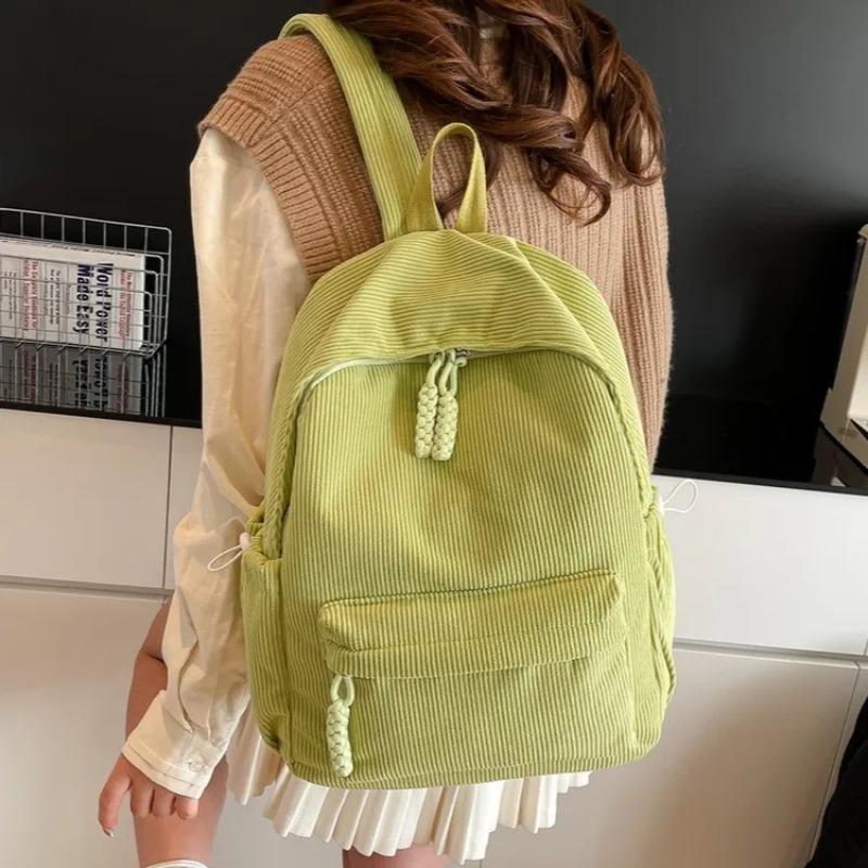 High Capacity Corduroy Solid Color Student Sweet School Bags  Simplicity Traveling Outside Versatile Fashi Backpack