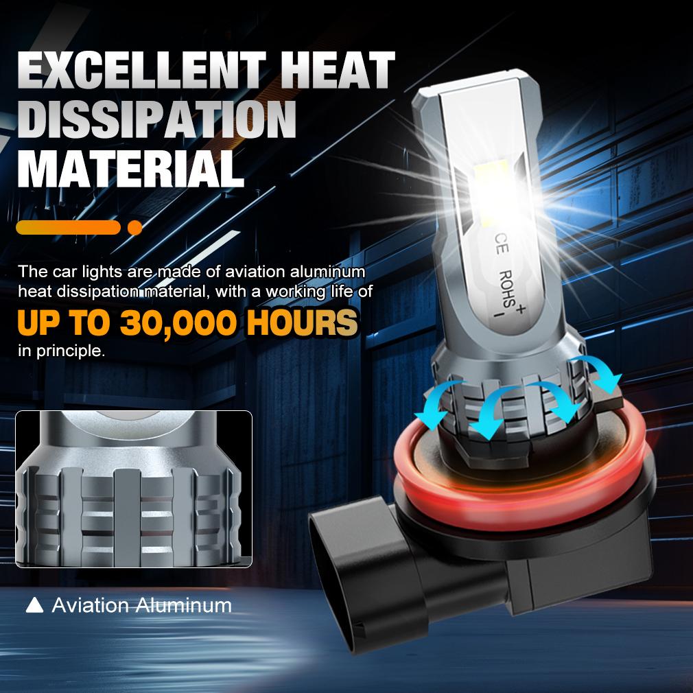 2 st H11 H8 H9 LED Dim/DRL-lampor H4 H7 9005 HB3 9006 HB4 CSP LED Dimljus Dagsbelysning Vit 6000K Superljus Lampa