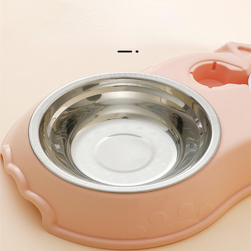 Andy Dog Bowl Cat Feeder Bowl With Dog Water Bottle Automatic Drinking Pet Bowl Cat Food Bowl Pet Stainless Steel Double  Bowl