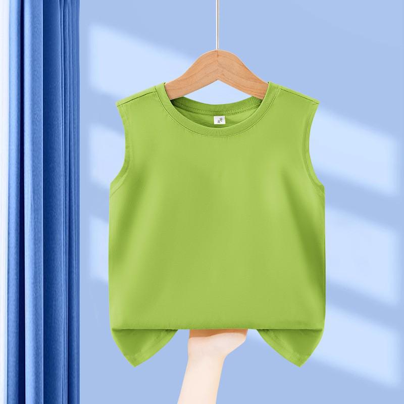 Boys' Solid Color Cotton Tank Top - Summer Sleeveless T-Shirt for Kids and Baby.