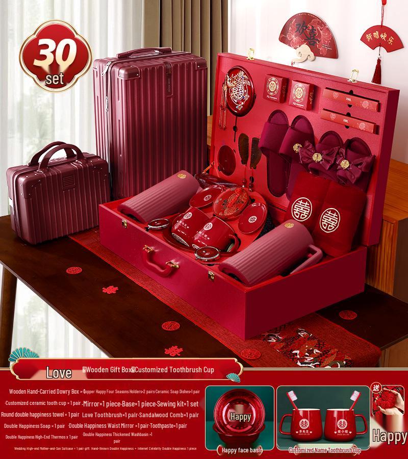 Bridal Dowry Box Set: Complete Red Wedding Toiletries & Gifts