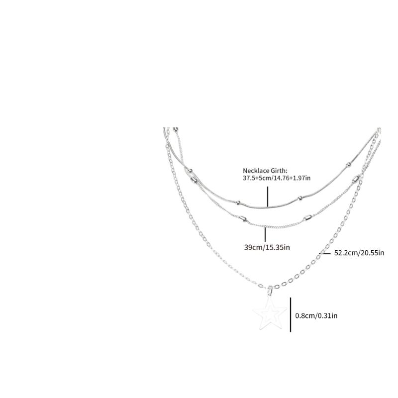 Modern Multi strands Necklace Stylish Star Pendant Neckchains Layers Chokers