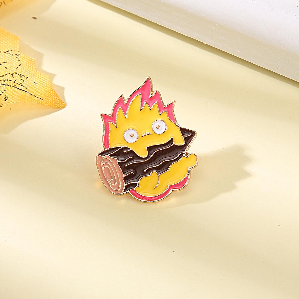 Japanese Anime Fire Spirit Brooch - Trendy Student Fashion Accessory