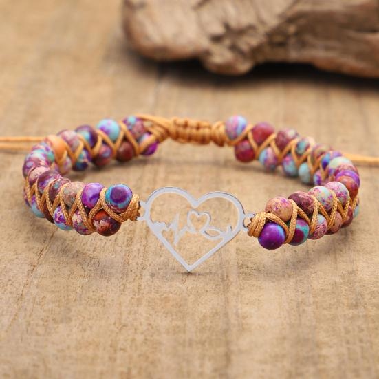 Couple Bracelet Double-layered Hand Woven Adjustable Stainless Steel Love Heart Braided Lucky Rope Charm