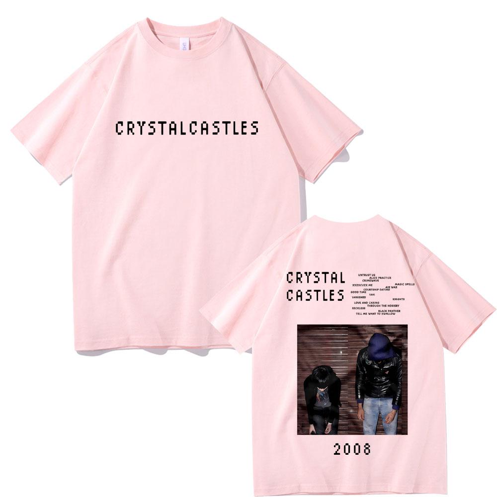 Crystal Castles Double Sided Print T Shirts Men Women Hip Hop Rock Oversized T-shirts Male Gothic T Shirt Men's Vintage Tshirt