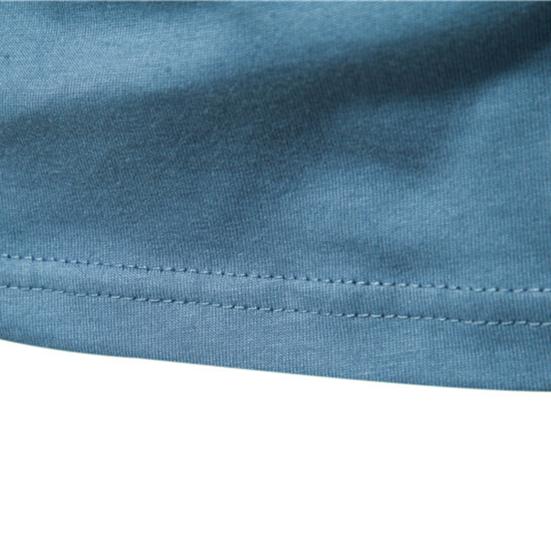 Men Tops Solid Color Cotton Pullover Comfortable Anti-pilling Crew Neck Elastic Cuff