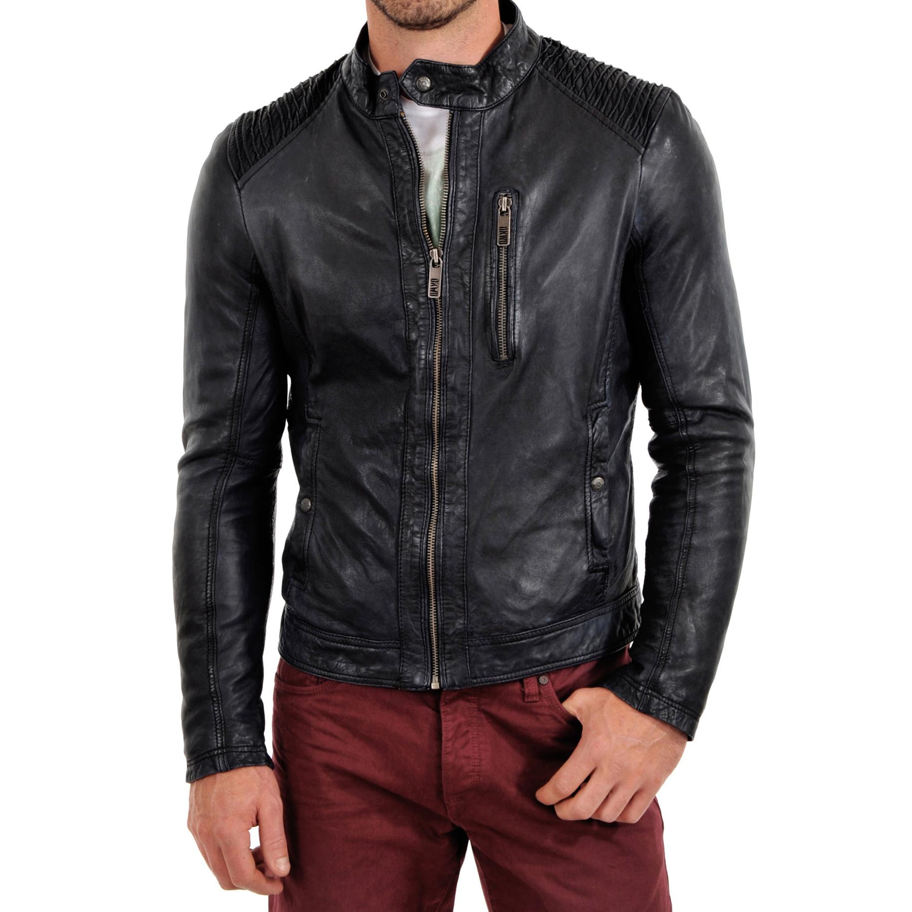 

SkinOutfit Men s Genuine Lambskin Black Leather Jacket Stylish Motorcycle Bomber Biker Outerwear MJ 64 S чорний