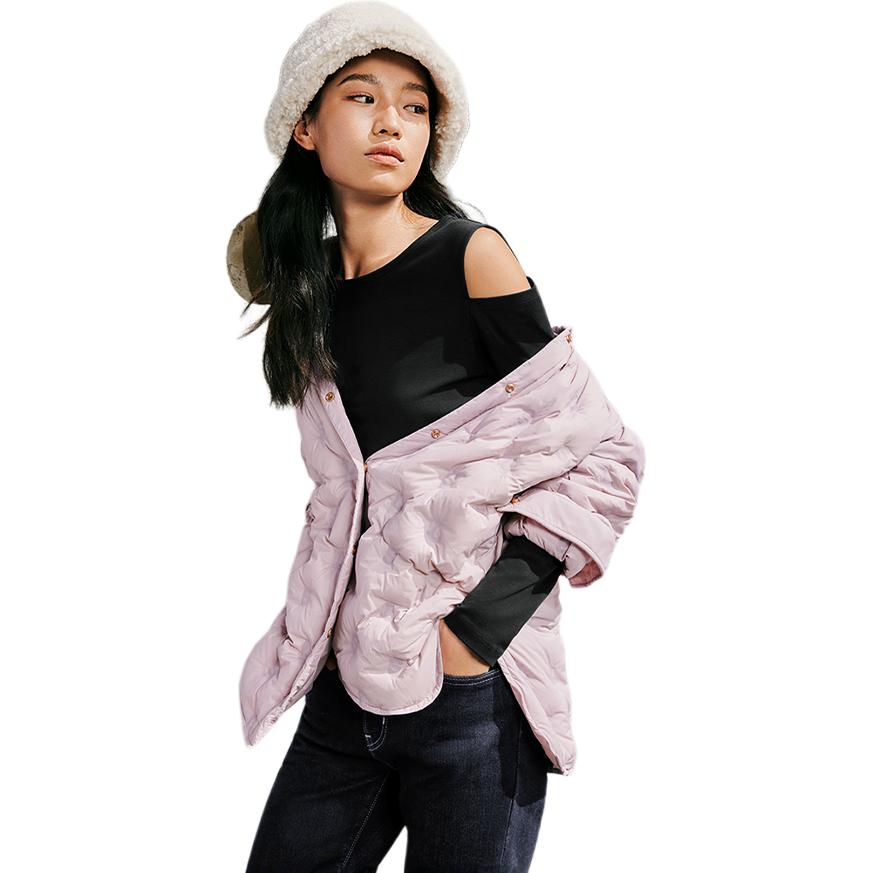Levis FW24 Performance Warm Fleece Series Single Row Snap Loose Collar Casual Long Sleeve Down Jacket Women Outerwear Lavender-Purple 002QD-0000
