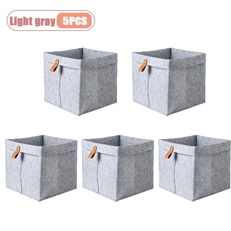 1-5PCS Desktop Organizer Basket Felt Storage Bin for Snacks and Sundries Home Office Desk Tidy Declutter Storage Box