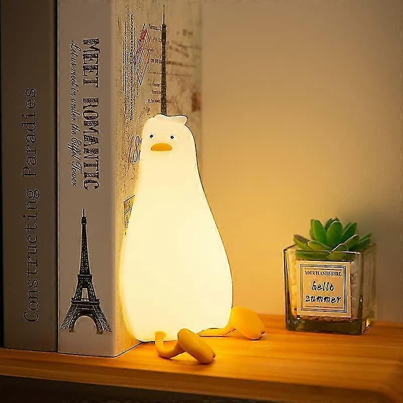Led Lying Flat Duck Night Light, 3 Level Dimmable Nursery Nightlight,cute Lamp Silicone Squishy Light Up Duck,rechargeable Bedside Touch Lamp For Brea