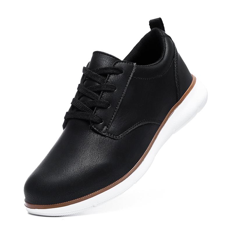 

Mens Walking Shoes Fashion Leather Retro Casual Shoes Flat Plus Size Comfortable Outdoor Sports Lace-up Trendy Sneakers for Man 48 чорний
